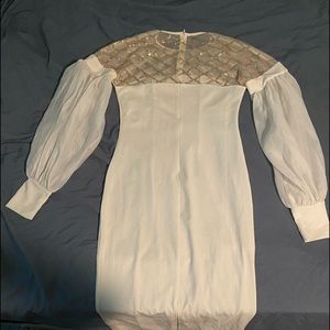 White and gold mesh dress